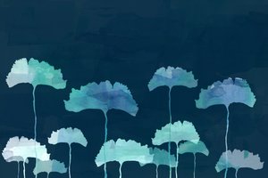 Acquerello blu Ginkgo da cartissi