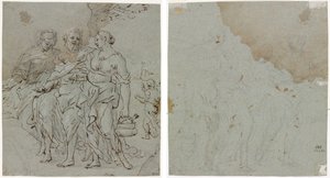 Lot e le Sue Figlie (recto) Schizzo per Lot e le Sue Figlie (verso) da circle of Pietro da Cortona