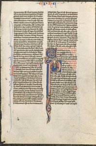 Foglio da una Bibbia Latina: Iniziale P con San Paolo che Tiene una Spada (Epistola di San Paolo agli Efesini) da circle or workshop of Johannes Grusch Atelier