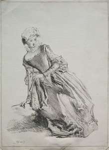 Donna seduta da copy after Jean Antoine Watteau