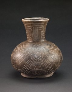 Vaso con motivi incisi, 1400-1600 circa (ceramica) da culture Mississippian