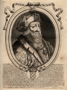 Ritratto di Clotario I (497 - 561), re di Neustria e re dei Franchi - incisione da 