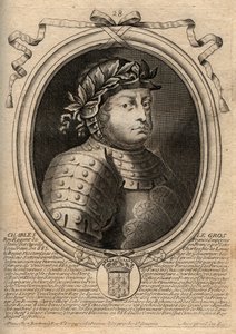 Dinastia carolingia: Ritratto di Carlo III il Grosso (839-888) Re dei Franchi - Carlo III il Grasso - incisione da 