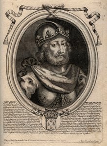 Dinastia dei Capetingi: Ritratto di Enrico I (1009-1060), Re dei Franchi dal 1031 al 1060 - Enrico I (1009-1060) Re di Francia - incisione da 