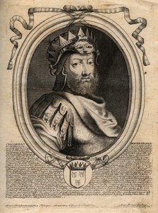 Ritratto di Childerico I, re dei Franchi Salii (436-481) - CHILDERIC I Re dei Franchi Salii - incisione da 