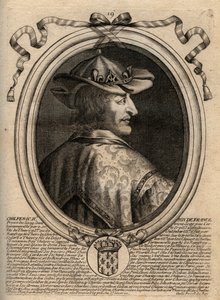 Ritratto di Chilperic II (c. 670 - 721), re di Neustria - incisione da 