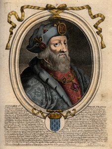 Ritratto di Clotario I (497-561), Re di Neustria e Re dei Franchi - Clotario I, Re dei Franchi - incisione da 