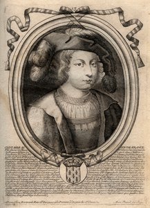 Ritratto di Clotario III (652-673), Re di Neustria e Borgogna - Clotario III, Re dei Franchi della casa dei Merovingi - incisione da 