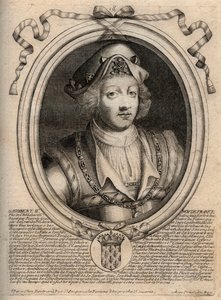 Ritratto di Dagobert II, re dei Franchi dal 711 al 716 - incisione da 