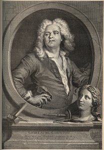 Ritratto di Guillaume Coustou (1677-1746) scultore francese - incisione di Larmessin dopo J.de Lien da de Larmessin