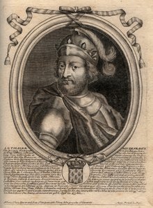Ritratto di Lotario (941 - 986), Re dei Franchi - incisione da 