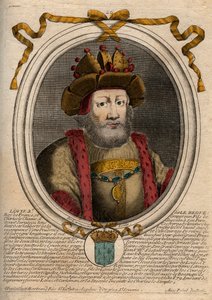 Ritratto di Luigi II il Balbuziente (846-879), Re dei Franchi - Incisione da 