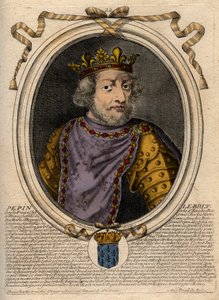 Ritratto di Pipino III detto Pipino il Breve, re dei Franchi - Incisione da 