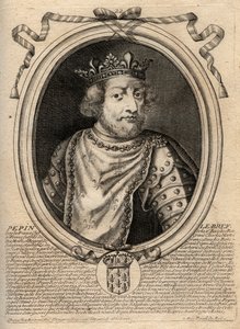 Ritratto di Pipino III detto Pipino il Breve (714-768) re di Francia - Pipino III (714-68) (Pipino il Breve) re dei Franchi - Incisione da 