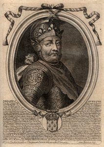Ritratto di Filippo II detto Filippo Augusto (1165-1223) - Filippo Augusto II (1165-1223) Re di Francia - incisione da 