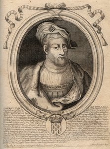 Ritratto di Thierry IV (713-737), re dei Franchi dal 721 al 737 - incisione da 
