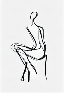 Donna seduta, silhouette a linea singola