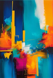 Composizione astratta, colori vibranti e caldi