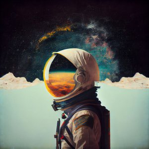 Astronauta solitario astratto nello spazio