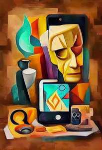 Pittura surrealista astratta, ispirata a Picasso