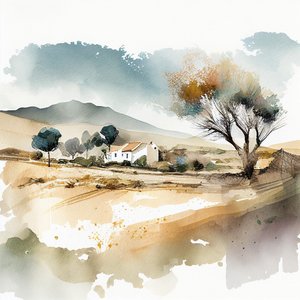 Paesaggio astratto acquerello, Spagna meridionale