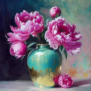 Pittura di fiore rosa, disegno botanico astratto, Arte da parete | Stampe su tela