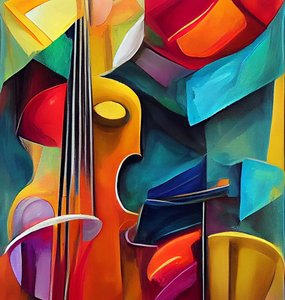 Dipinto sinfonico di violino, arte digitale stampabile
