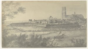 Vista su Harderwijk, 1672 da frères Moreau