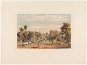 Alloggi degli schiavi in una piantagione Campo degli schiavi Suriname. Un campo di schiavi di piantagione