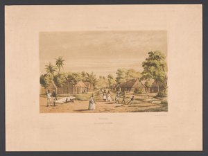 Abitazioni degli schiavi in una piantagione del Suriname da jonkheer Jacob Eduard van Heemskerck