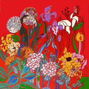 Fiori nel giardino di Adiana, 2016 (mista, acrilico, inchiostro, olio)