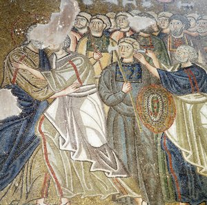 Bacio di Giuda, mosaico nel katholikon (chiesa principale) del monastero di Nea Moni (Lista del Patrimonio Mondiale UNESCO) da Theodore Charles Ange Coquelin