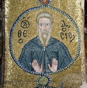 Santo, mosaico nel katholikon (chiesa principale) del monastero di Nea Moni (Lista del Patrimonio Mondiale UNESCO) da Theodore Charles Ange Coquelin
