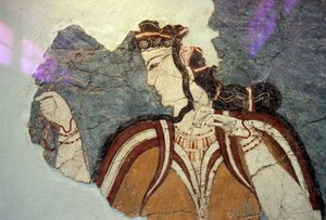 Frammento di affresco con figura femminile, da Micene, Grecia, civiltà micenea