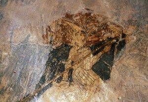 Uomo a cavallo, affresco nella Chiesa di Agios Georgios, Komitades, Creta, Grecia