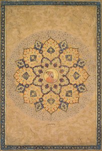Shamsa (sole) con ritratto di Aurangzeb (1618-1707), dall