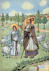 Storia della Francia. Scena della vita di Santa Genoveffa con giocattoli: il vescovo San Germano d