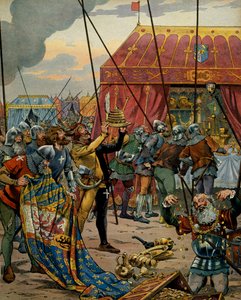 Storia della Francia nel Medioevo: Gli svizzeri si impossessano delle ricchezze di Carlo il Temerario (1433-1477), duca di Borgogna dopo il disastro della battaglia di Grandson, che vide la vittoria dei confederati, alleati di Luigi XI di Francia su Carlo da pseudonym for Onfray de Breville Jacques Job