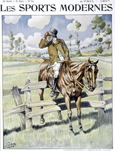Equitazione: “la rottura” - acquerello di Job, ca. in “sport moderni” da pseudonym for Onfray de Breville Jacques Job
