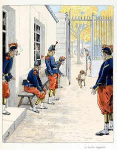 Illustrazione dal libro A la gloire des betes, testo di A Fabre, disegni di Jacques Marie Gaston Onfray de Breville dit JOB: Il Barbet Dagobert da pseudonym for Onfray de Breville Jacques Job