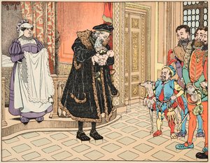 Illustrazione dal libro “Le bon roy Henri”, illustrato da Jacques Marie Gaston Onfray de Breville detto JOB: Nascita di Enrico IV, suo nonno, Enrico d