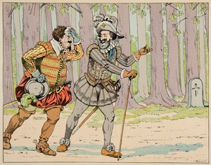 Illustrazione tratta dal libro "Le bon roy Henri", illustrata da Jacques Marie Gaston Onfray de Breville detto JOB (1858-1931): Enrico IV concede il suo perdono a Carlo di Lorena (1554-1611) Duca di Mayenne dopo averlo costretto a un po
