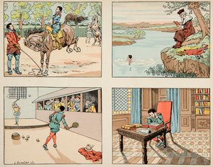 Illustrazione dal libro Le bon roy Henri, illustrato da Jacques Marie Gaston Onfray de Breville dit JOB: Educazione di Enrico IV