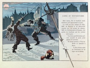 Jacques Marie Gaston Onfray de Breville detto JOB (1858-1931); Illustrazione dal libro "Les épées de France": Duello tra un moschettiere e una guardia del cardinale; Coll, Part da pseudonym for Onfray de Breville Jacques Job