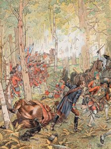 Jacques Marie Gaston Onfroy de Breville detto JOB (1858-1931) - George Washington alla battaglia di Monongahela contro i francesi il 9 luglio