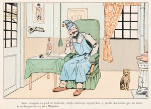 Jacques Marie Gaston Onfroy de Breville detto JOB (1858-1931) - Mezzo Bilancio Scrivendo Memorie, Collezione privata da pseudonym for Onfray de Breville Jacques Job