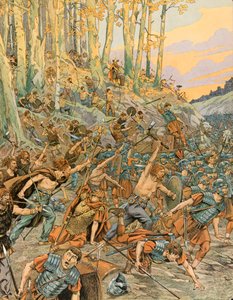 Jacques Marie Gaston Onfroy de Breville dit JOB (1858-1931) - Storia del Belgio: Battaglia di Aduatuca, nella Valle del Geer nel 54 a.C., gli Eburoni (Belgi) massacrarono le legioni romane di Cesare durante la guerra gallica da pseudonym for Onfray de Breville Jacques Job