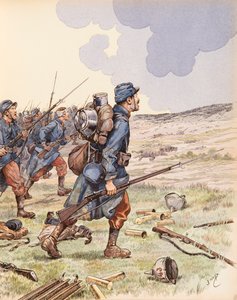 Jacques Marie Gaston Onfroy de Breville detto JOB (1858-1931) - I poilus durante la Battaglia della Marna durante la Prima Guerra Mondiale, Collezione privata da pseudonym for Onfray de Breville Jacques Job