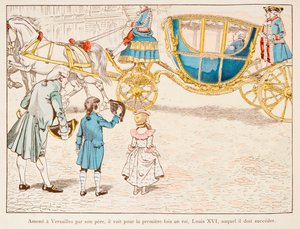 Napoleone Bonaparte portato a Versailles dal padre vede per la prima volta il re Luigi XVI in carrozza nel 1770 da pseudonym for Onfray de Breville Jacques Job