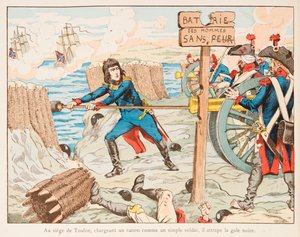 Jacques Marie Gaston Onfroy de Breville detto JOB (1858-1931) - Napoleone Bonaparte carica personalmente il cannone ai tamburi degli uomini impavidi durante l